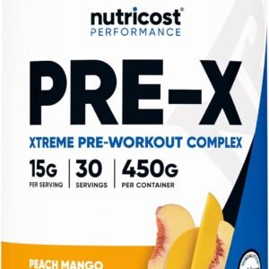 Nutricost Pre-X Xtreme Pre-Workout Complex Powder Peach Mango