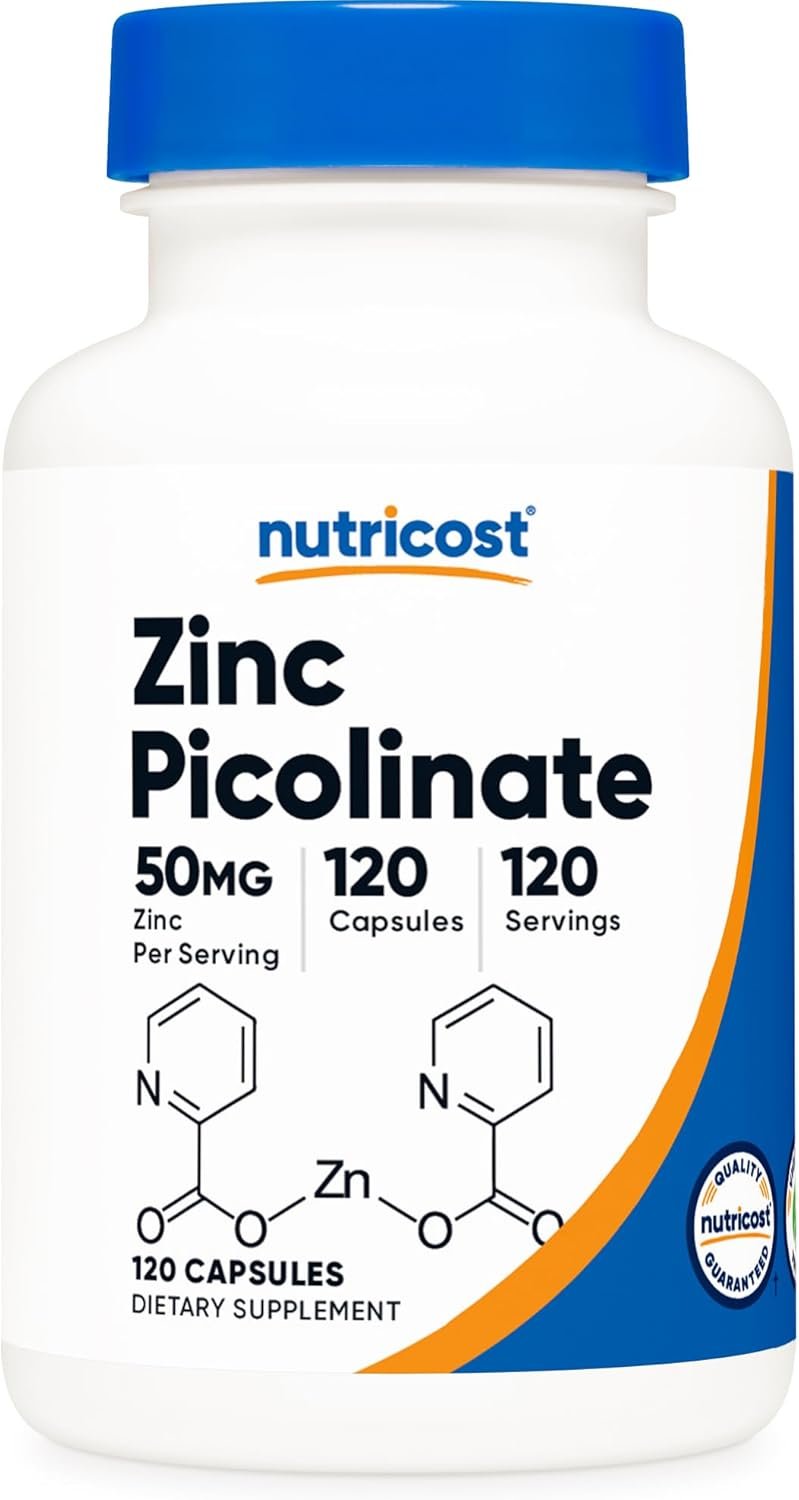 Nutricost Zinc Picolinate 50mg 120 Vegetarian Capsules Gluten Free and Non GMO 1