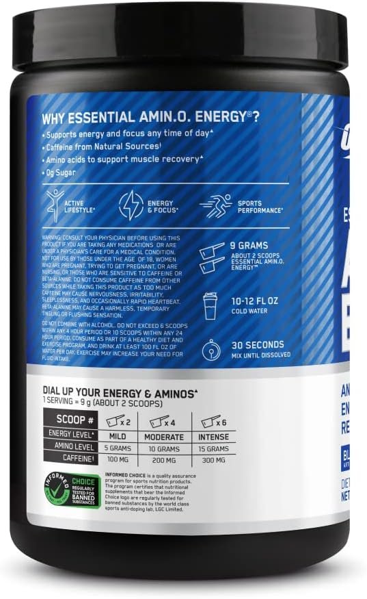 Optimum Nutrition Amino Energy Pre Workout with Green Tea BCAA Amino Acids and Micronized Creatine