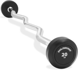 Philosophy Gym Rubber Fixed Barbell Pre-Loaded Weight 20 LB