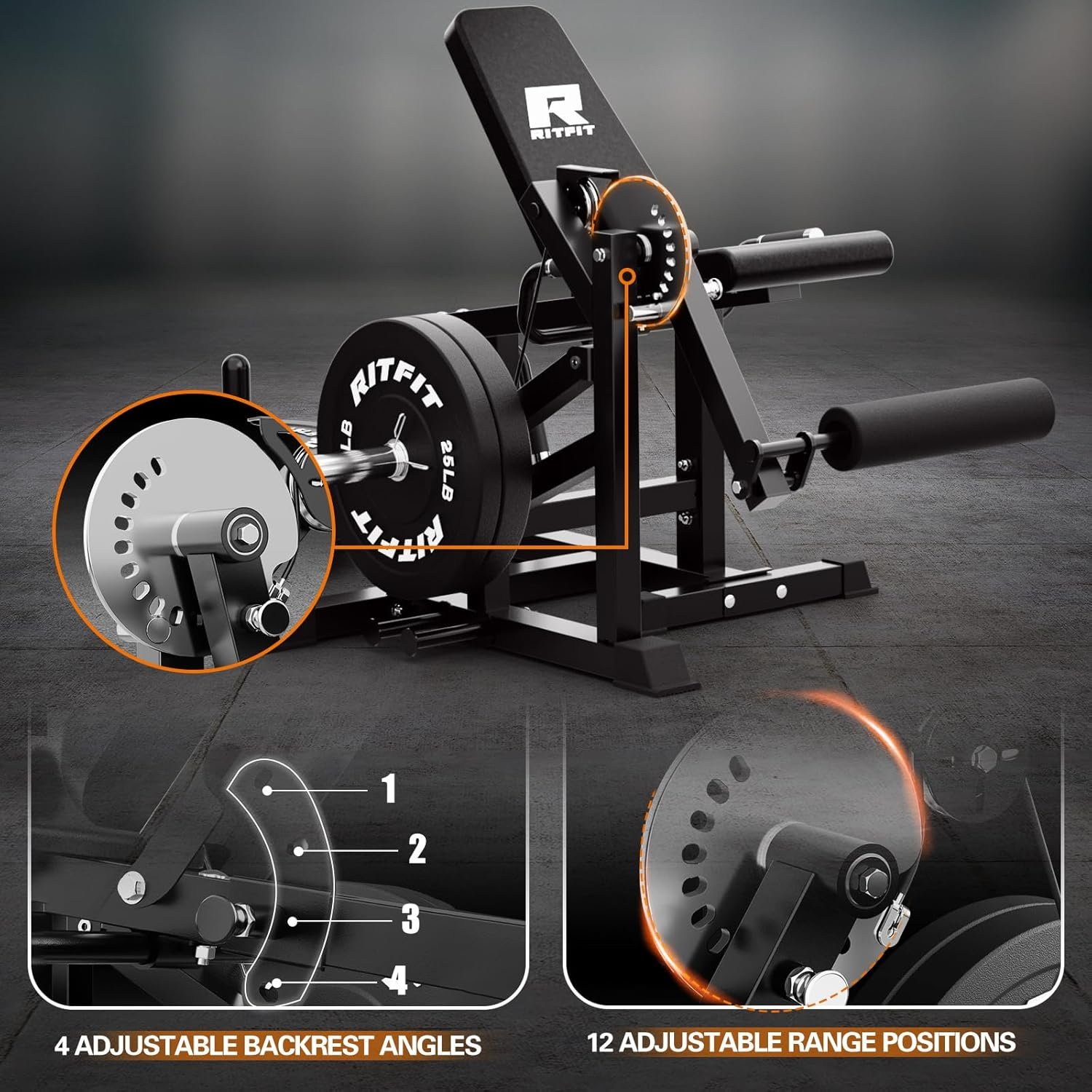 RITFIT Leg Extension and Curl Machine 700LB Adjustable Leg Curl Machine 4