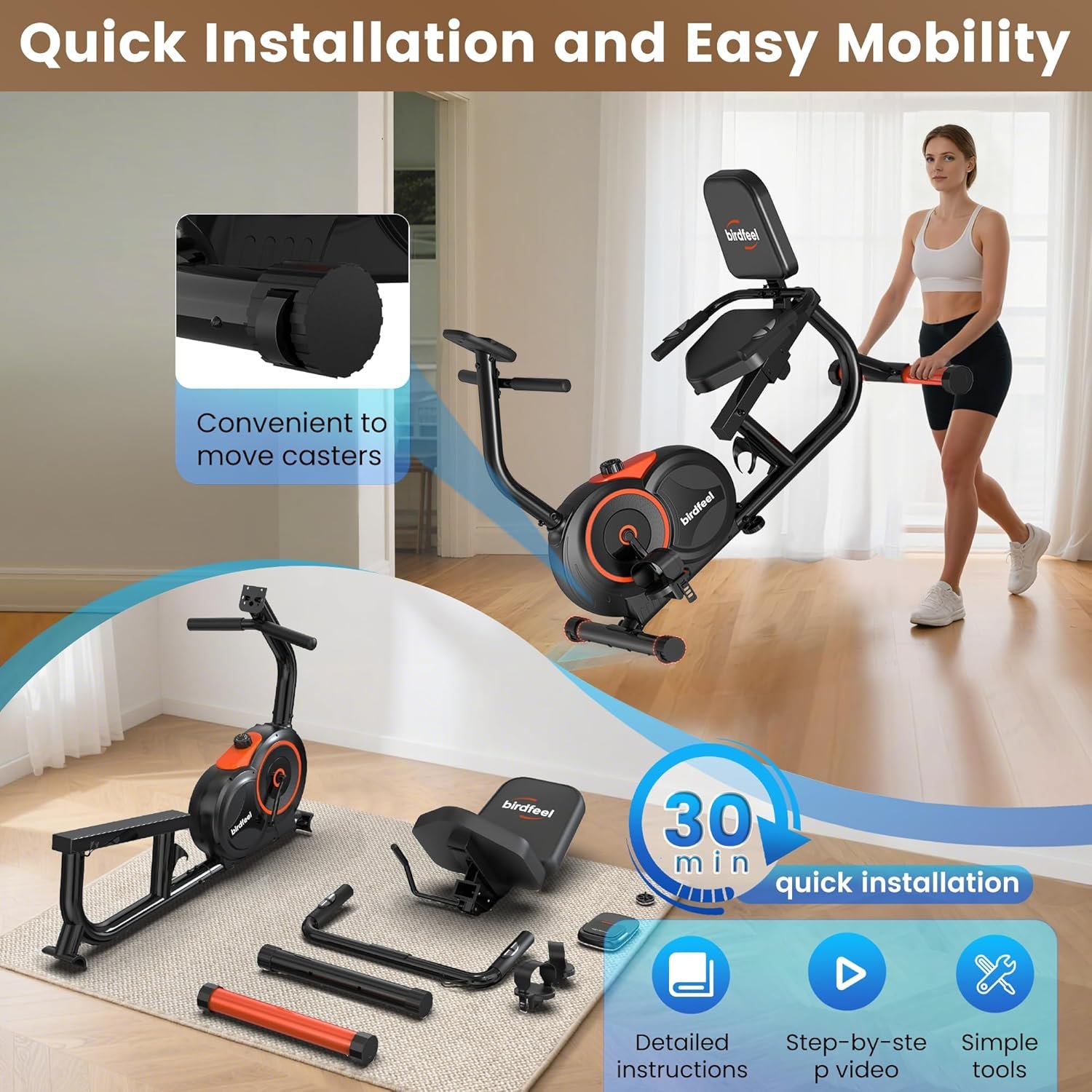 Recumbent Exercise Bike for Home Recumbent Stationary Bike for Adults and Seniors 6