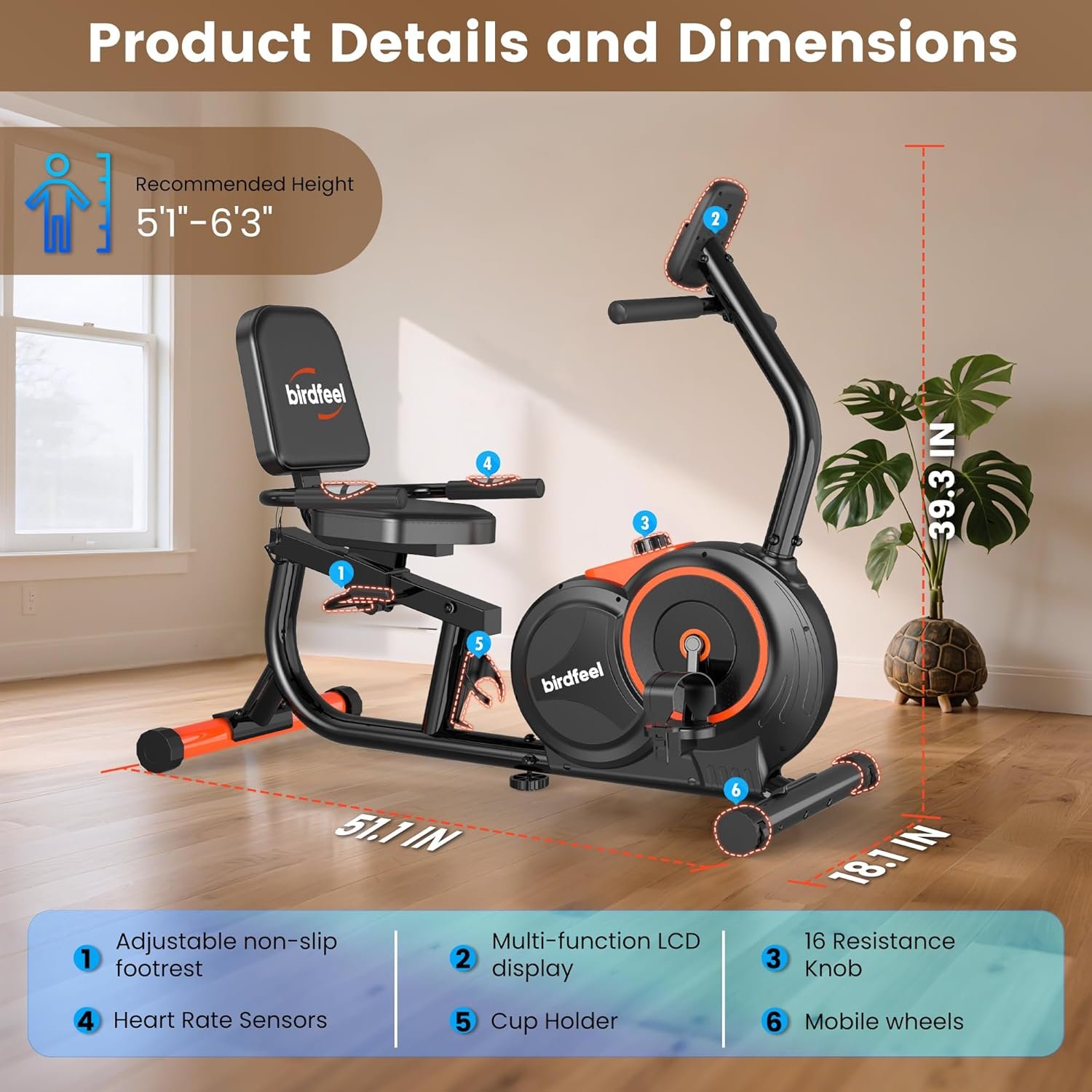 Recumbent Exercise Bike for Home Recumbent Stationary Bike for Adults and Seniors 8