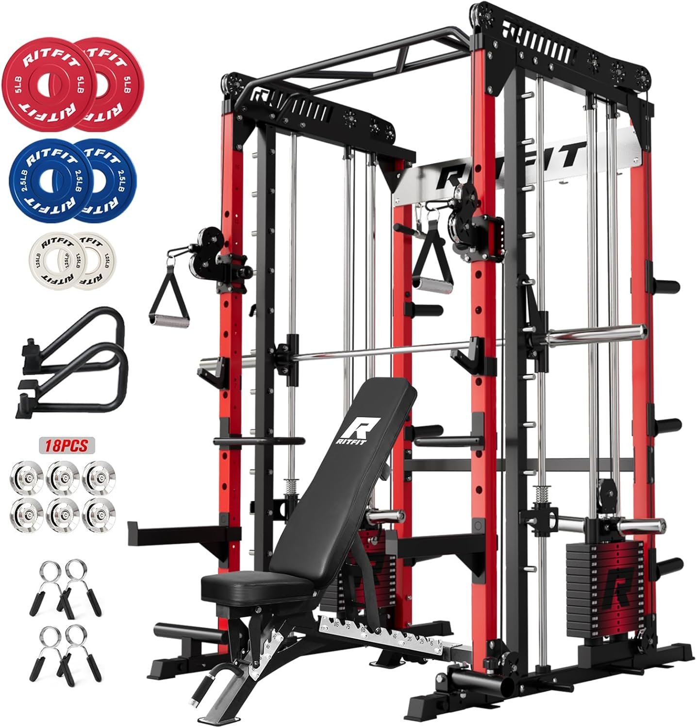 RitFit M1 Pro Smith Machine Package All-in-One Power Cage with Weight Stack Set
