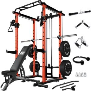 RitFit Multi-Function Squat Rack Power Cage PPC03 with Cable Crossover System