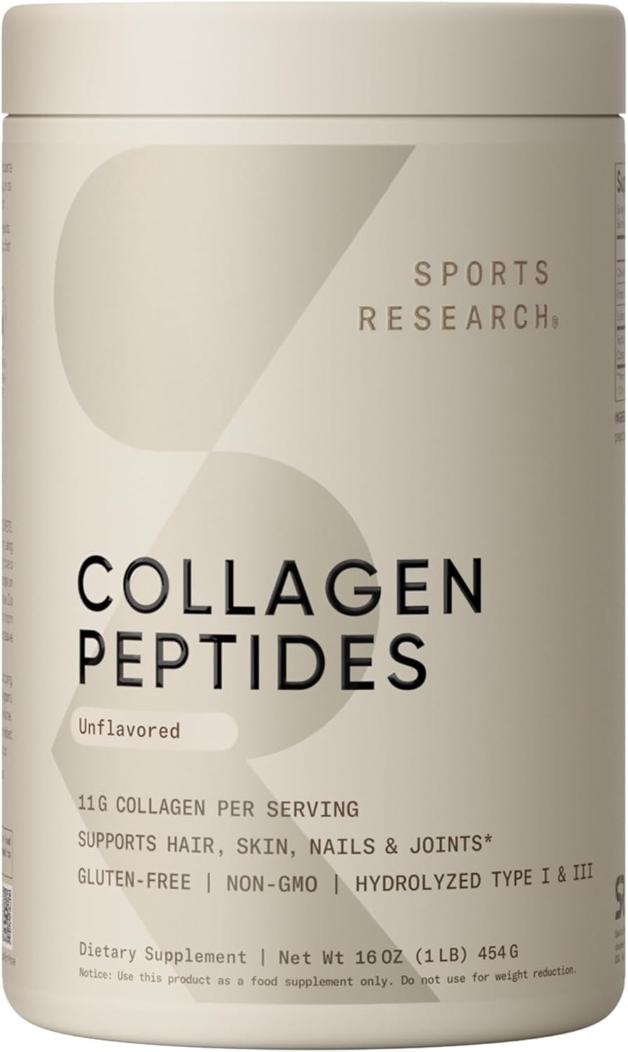Sports Research Collagen Peptides Hydrolyzed Type 1 ans 3 Collagen Powder Protein Supplement for Healthy Skin Nails Joints 1