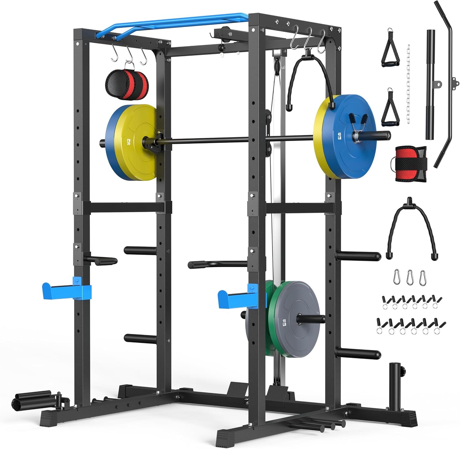 Sportsroyals Power Cage 1600 lbs Multi-Function Power Rack with Adjustable Cable Crossover System