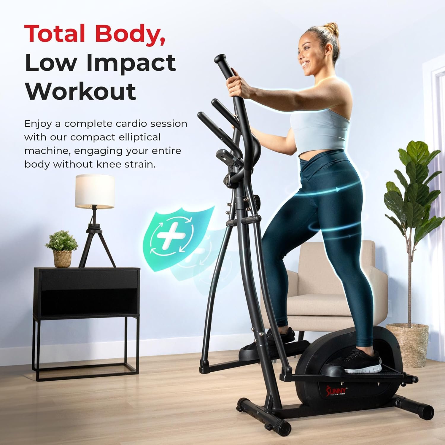 Sunny Health and Fitness Smart Upright Elliptical with Pulse Sensor 4