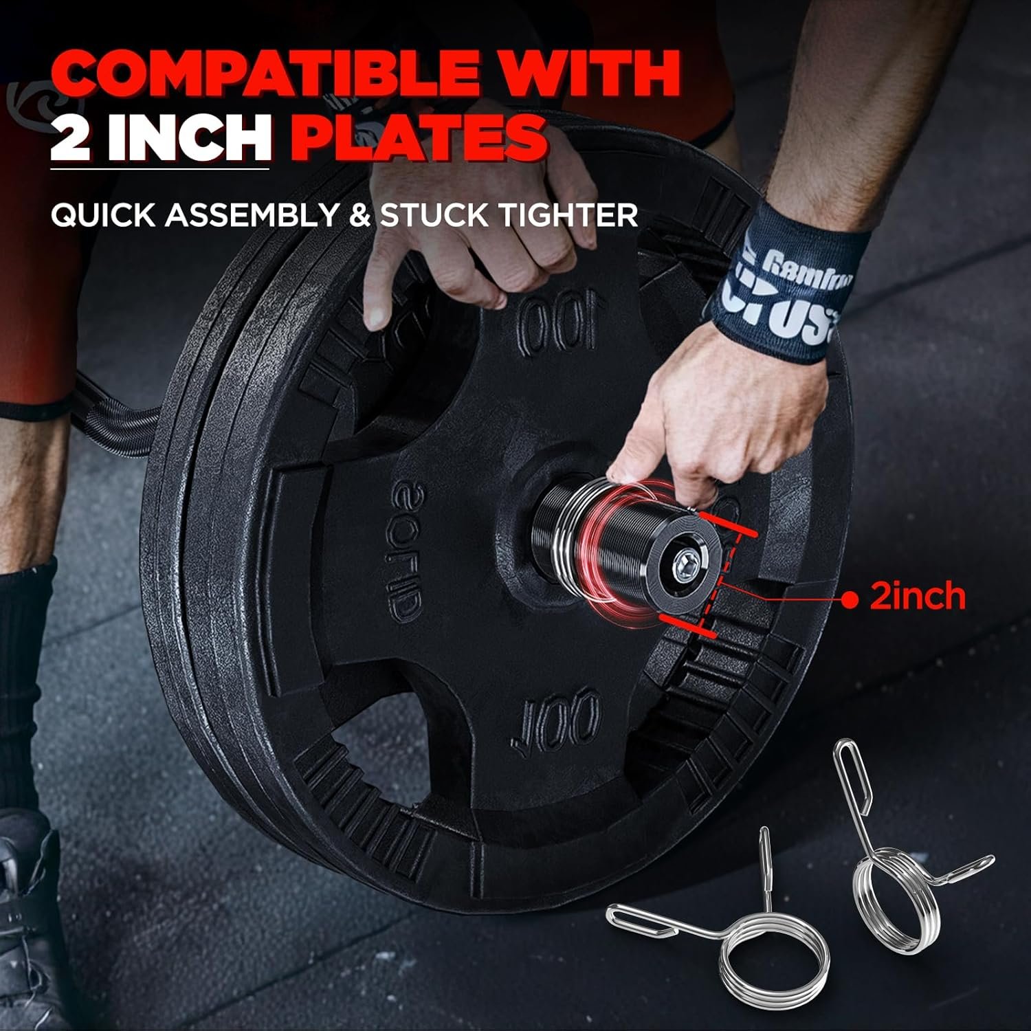 TEEMOO Olympic EZ Curl Barbell Bar 47" Curl Bar with 2 Spring Collars