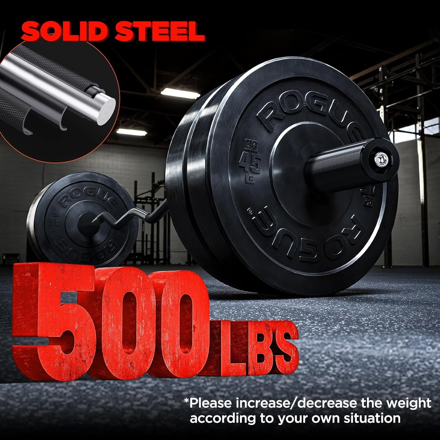 TEEMOO Olympic EZ Curl Barbell Bar 47" Curl Bar with 2 Spring Collars