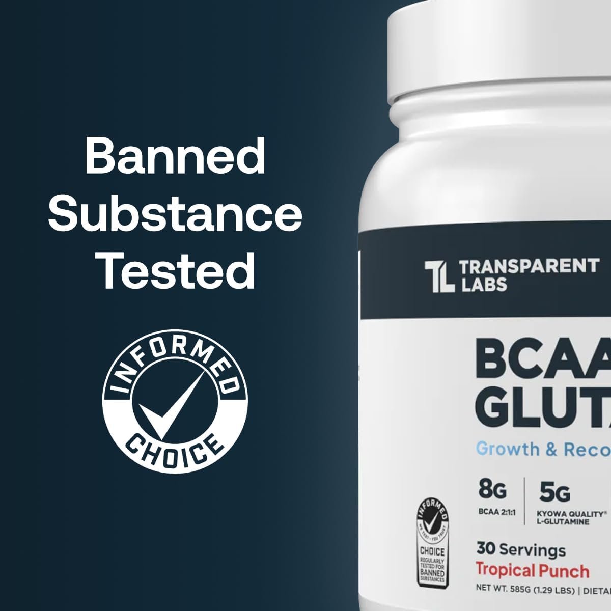 Transparent Labs BCAA Glutamine 8000 Mg of BCAA Powder with L Glutamine