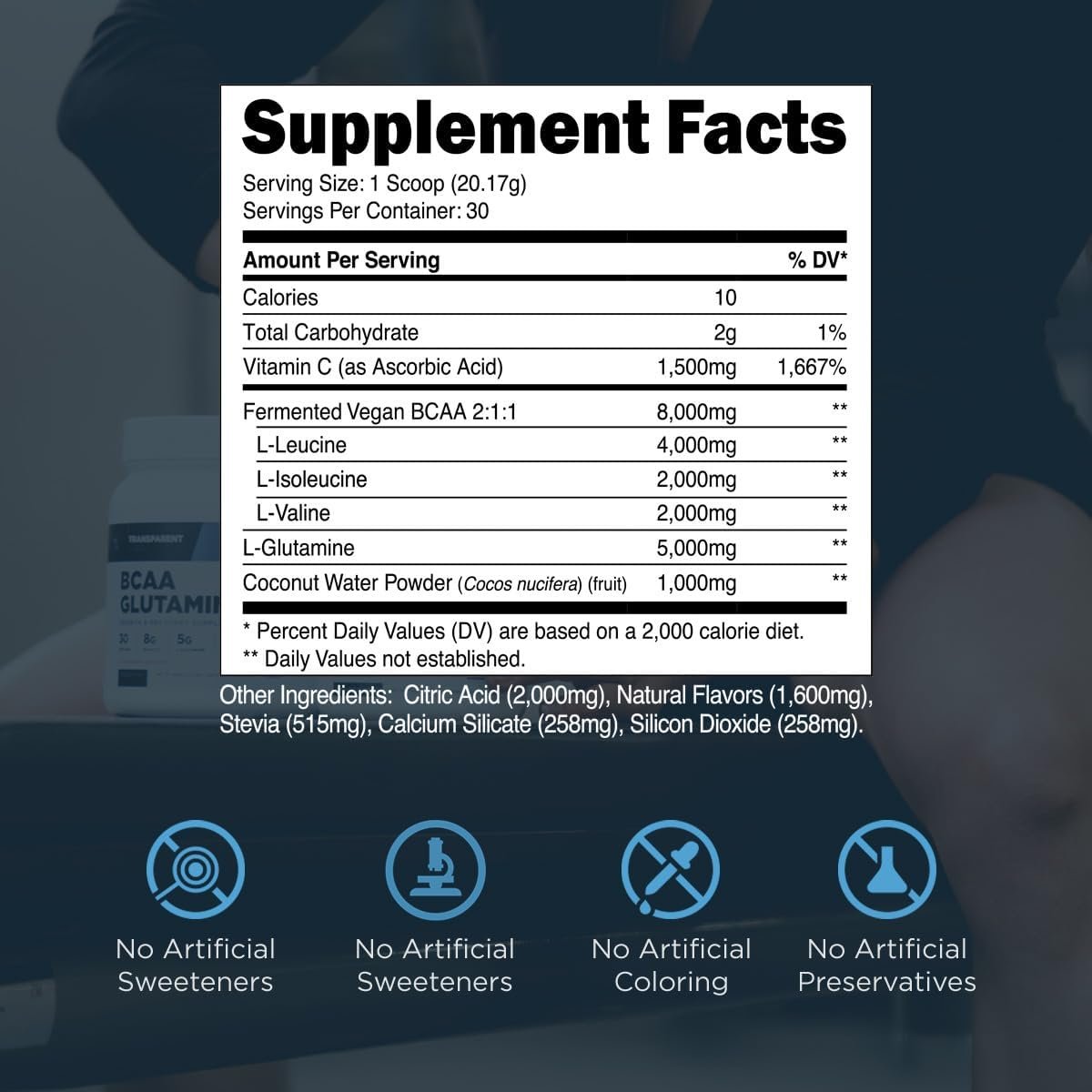Transparent Labs BCAA Glutamine 8000 Mg of BCAA Powder with L Glutamine