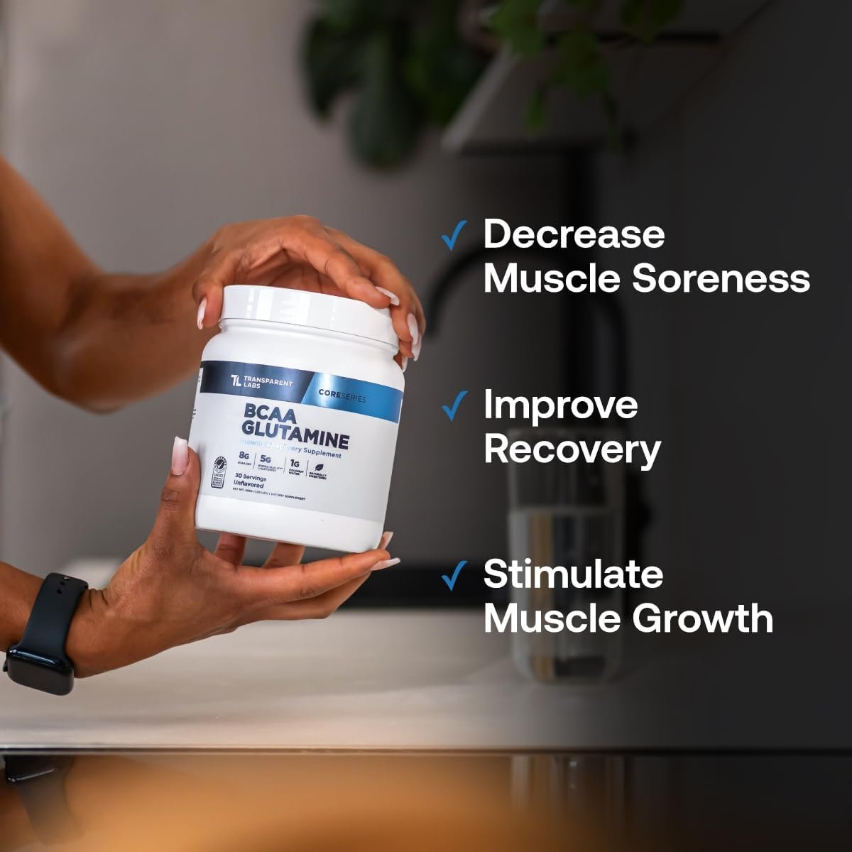 Transparent Labs BCAA Glutamine 8000 Mg of BCAA Powder with L Glutamine