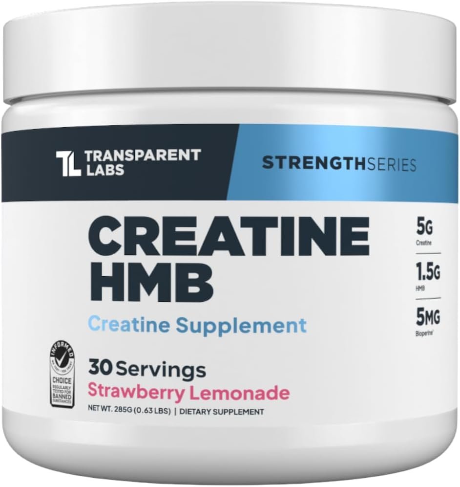 Transparent Labs Creatine HMB Creatine Monohydrate Powder with HMB for Muscle Growth