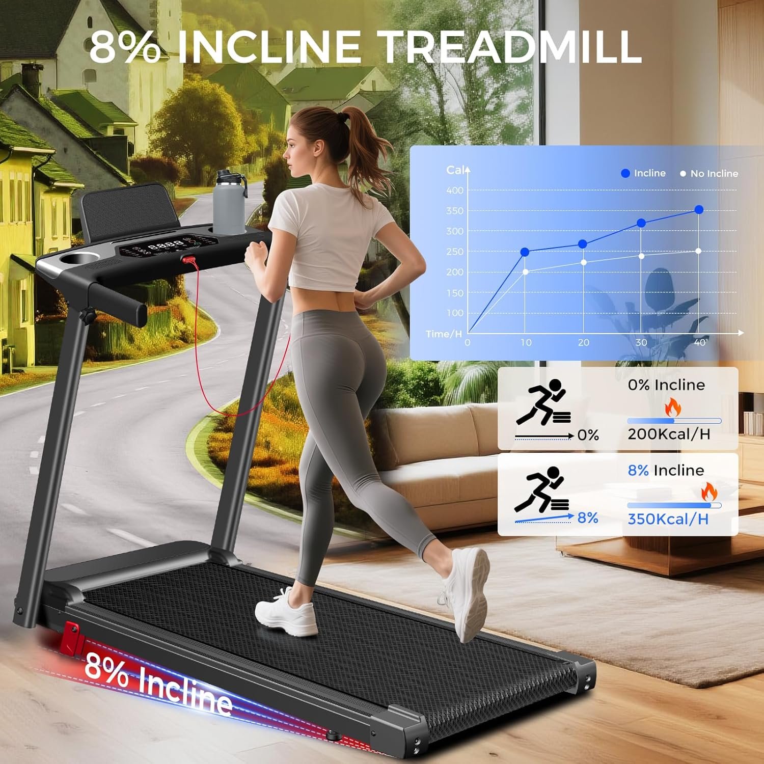 Treadmill with Incline 3-in-1 Portable Treadmills for Home