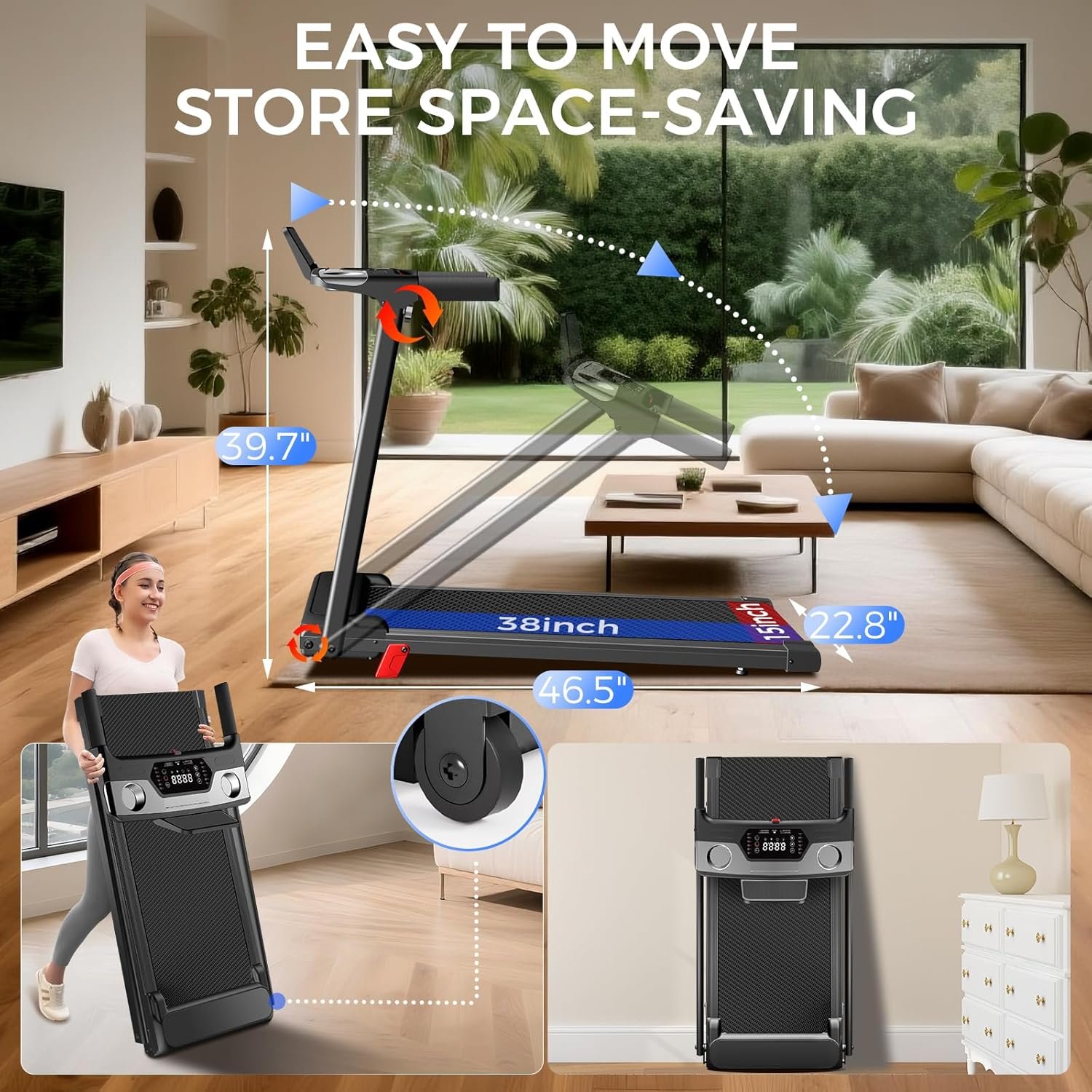 Treadmill with Incline 3-in-1 Portable Treadmills for Home
