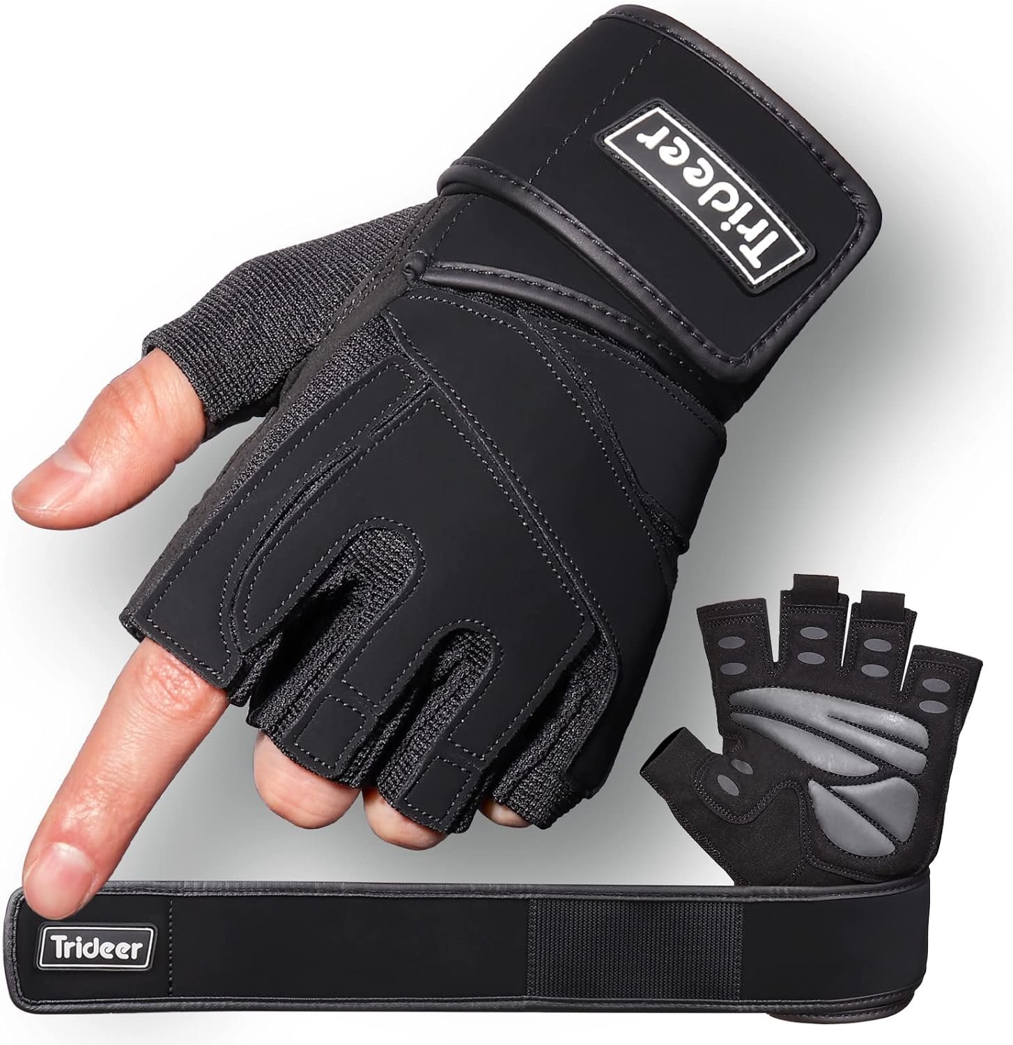 Trideer Workout Gloves for Men Weight Lifting Gloves with Wrist Wrap Support