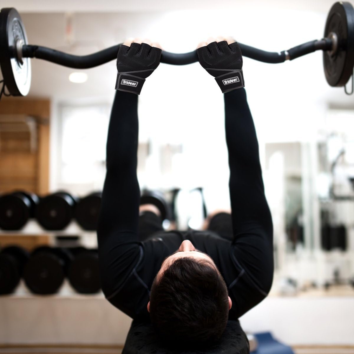 Trideer Workout Gloves for Men Weight Lifting Gloves with Wrist Wrap Support