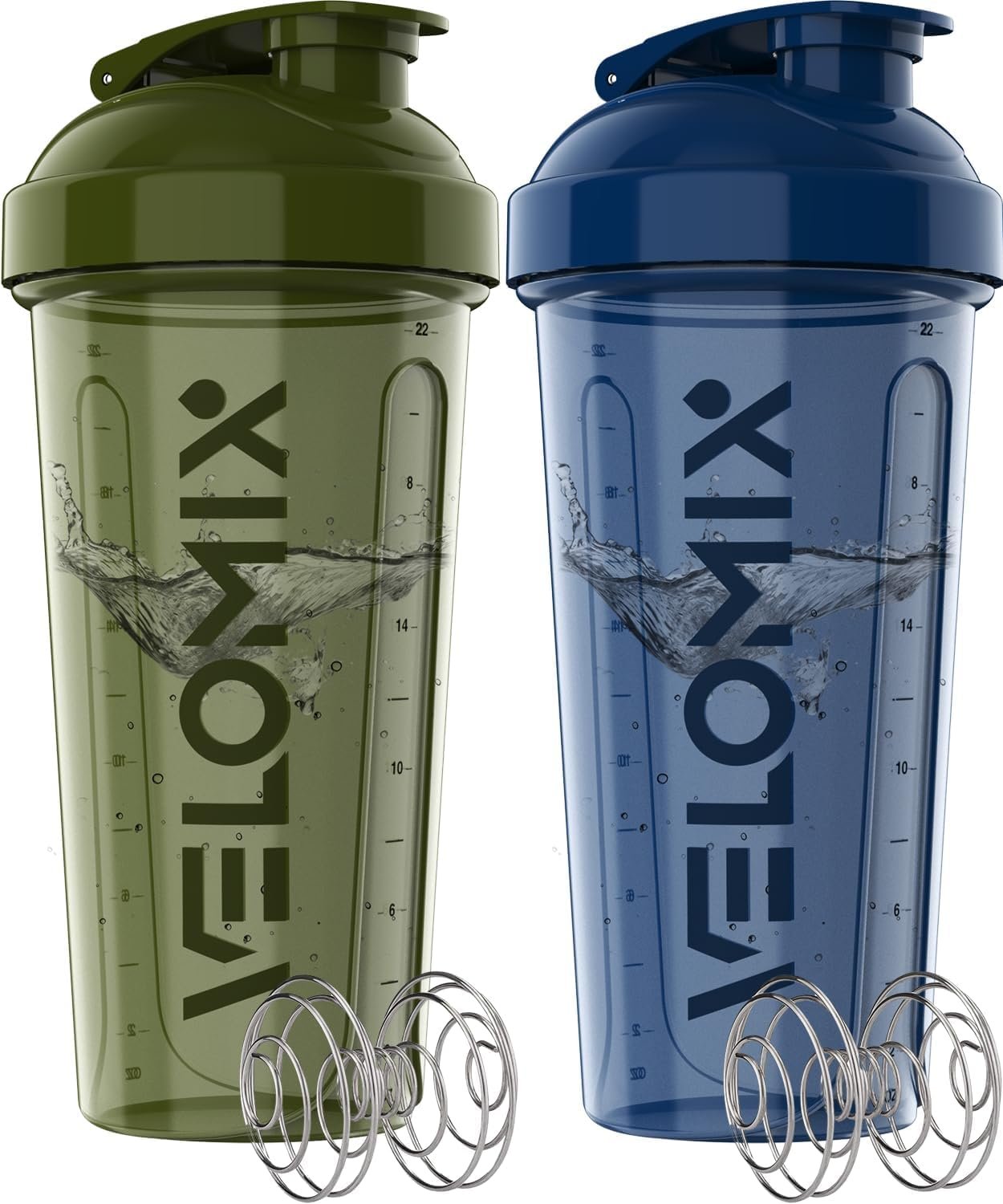 VELOMIX 2 Pack 28 oz Protein Shaker Bottles for Protein Mixes 1