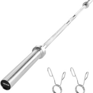 VEVOR 6FT Barbell Bar Fits 2-Inch Weight Plates Chrome Plated Barbell Bar