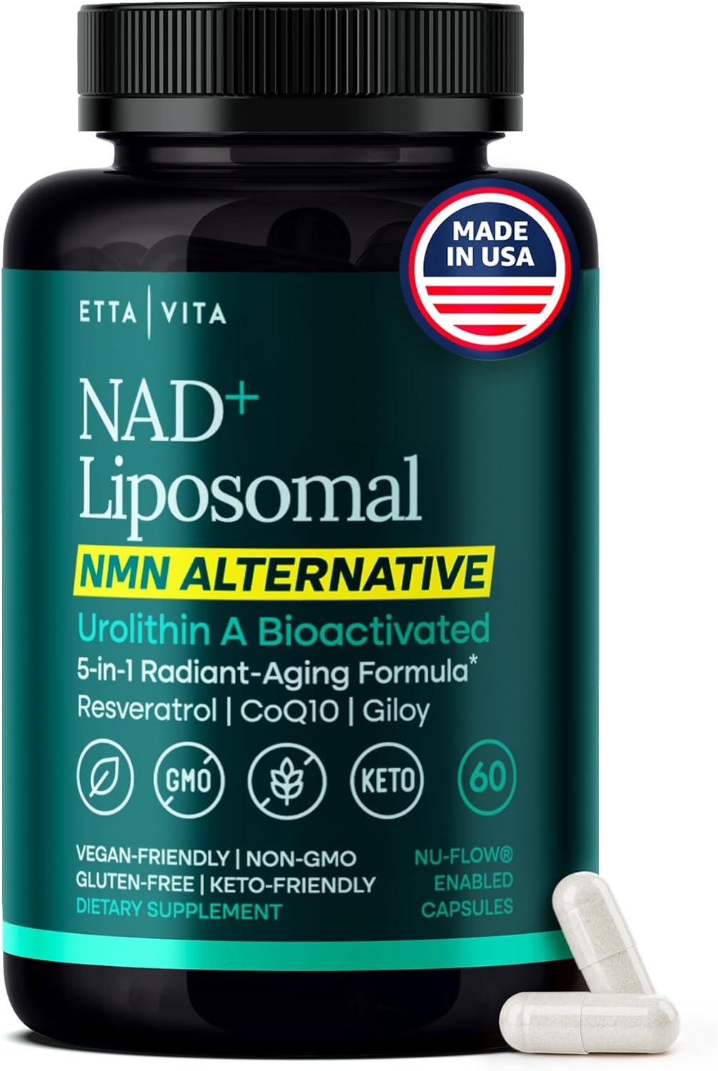 Liposomal NAD+ Supplement with Resveratrol Urolithin A CoQ10 and Giloy 1