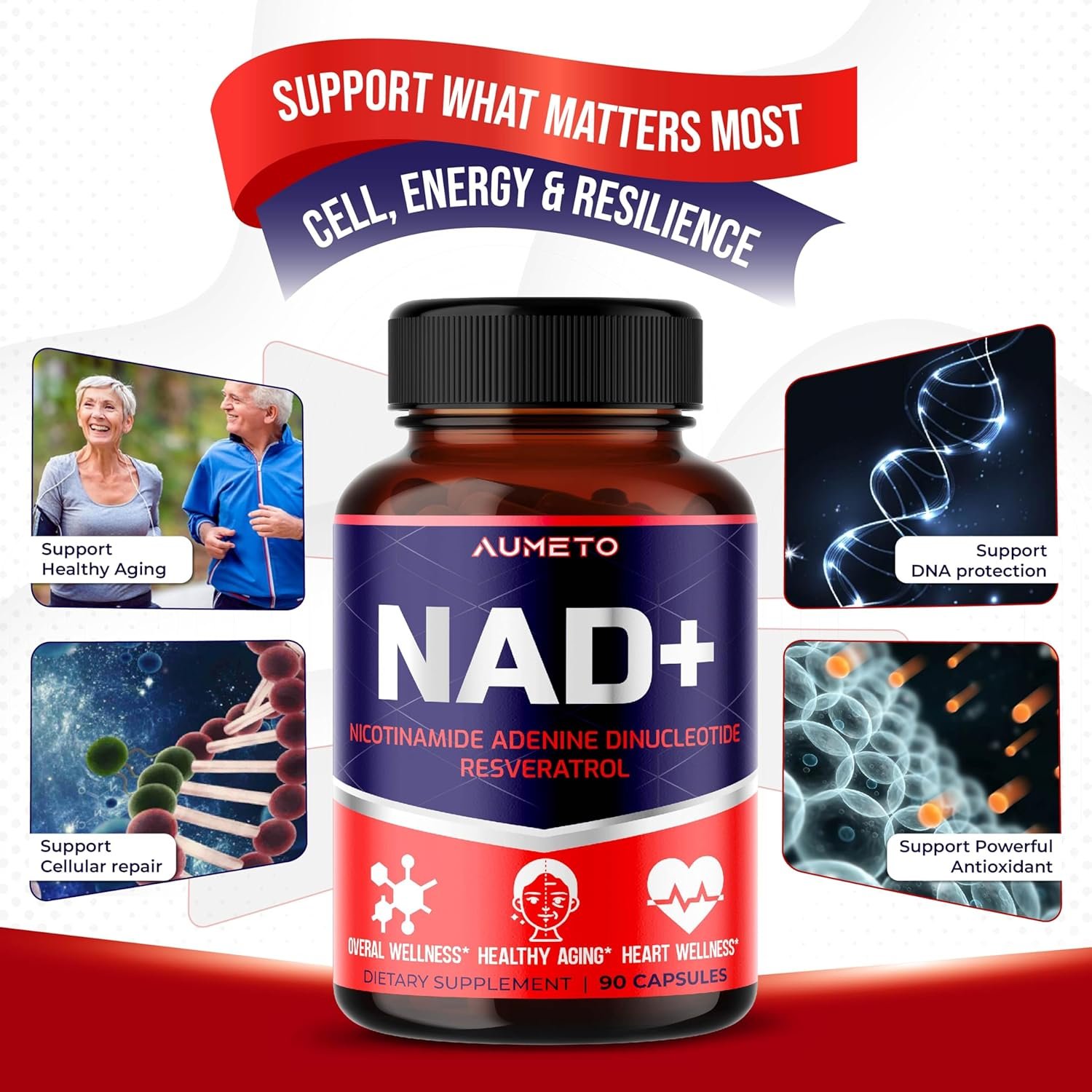 NAD+ 350mg with Trans-Resveratrol Quercetin and Rhodiola 4