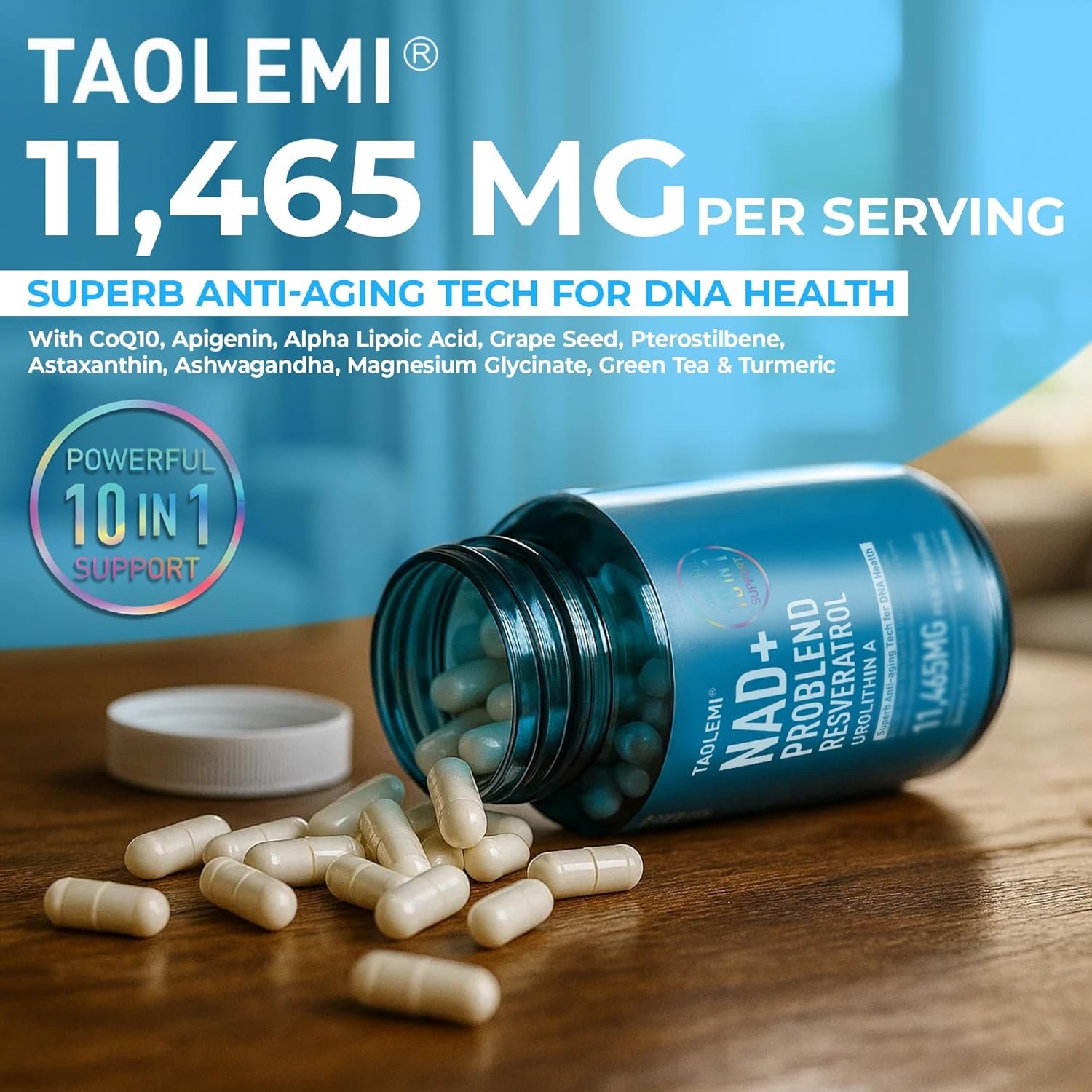 NAD Plus Supplement 11465MG 10-in-1 Problend Resveratrol 3