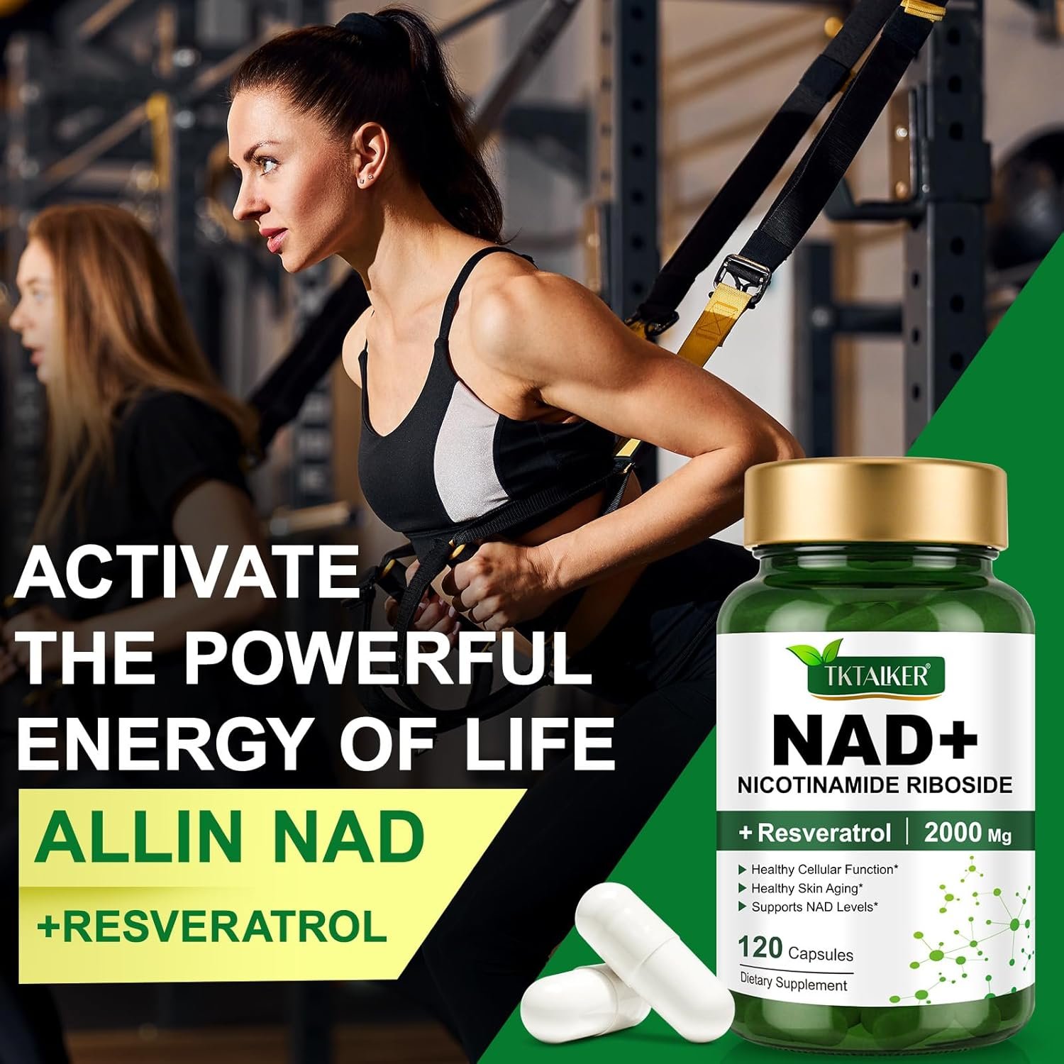 NAD Supplement 2000 Mg 120 Capsules True NAD and Resveratrol 6