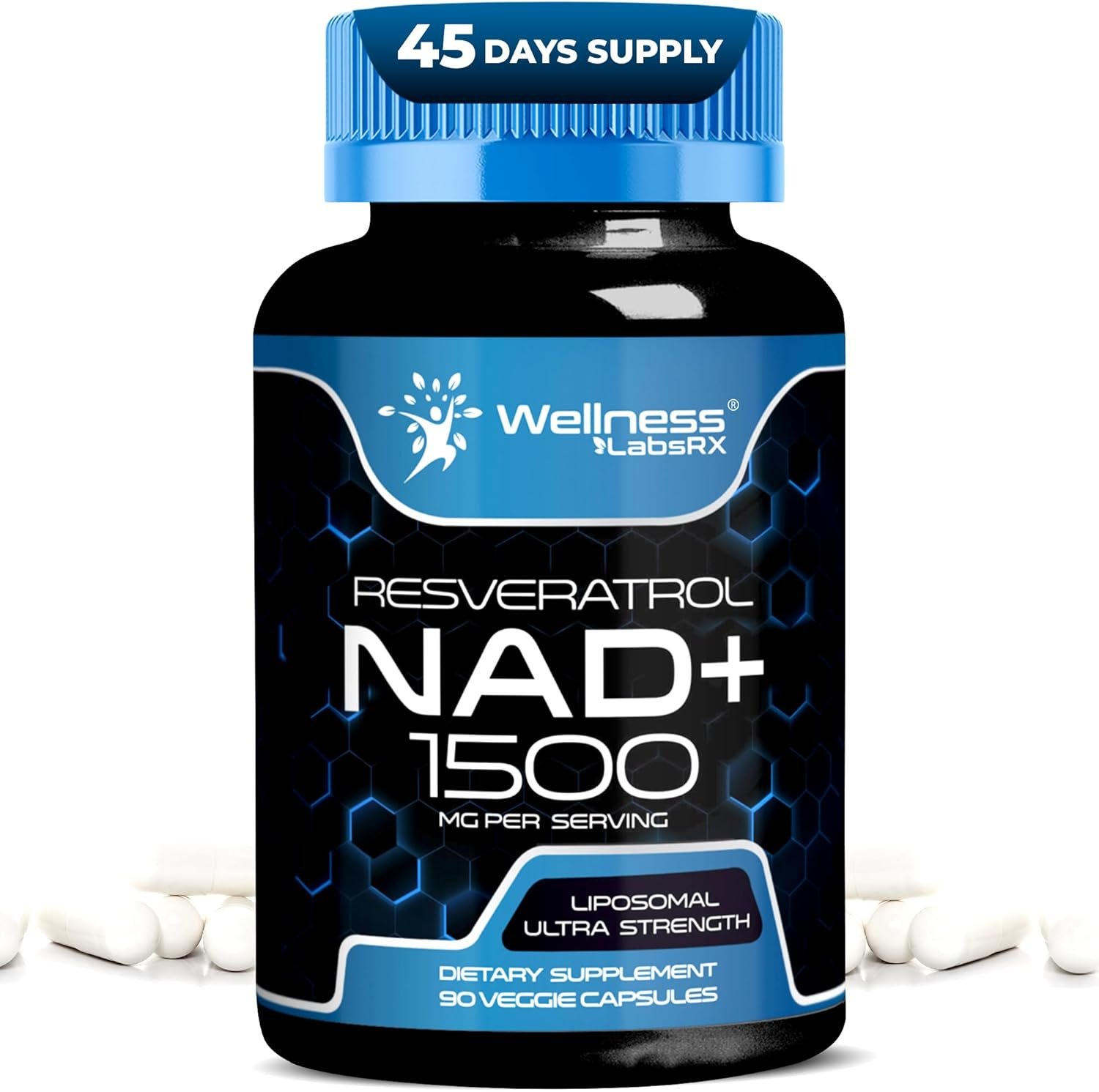 WELLNESS LABSRX NAD Supplement 1500mg USA Made Liposomal NAD+ 1