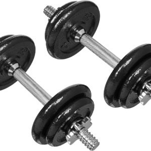 Amazon Basics Adjustable Dumbbell Hand Weight Set 38 pound Black