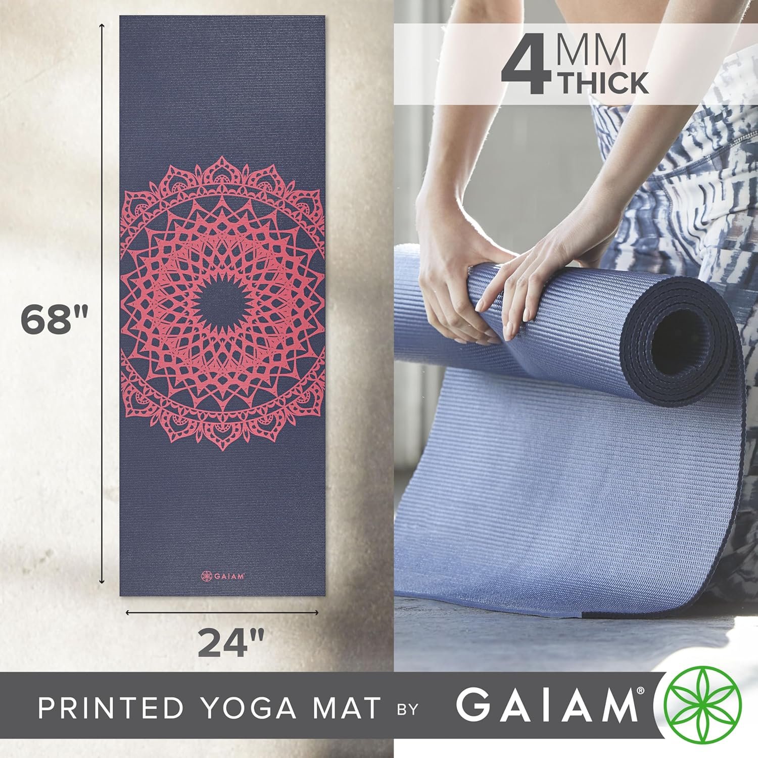 Gaiam Print Yoga Mat Non Slip Exercise Mat - Image 4