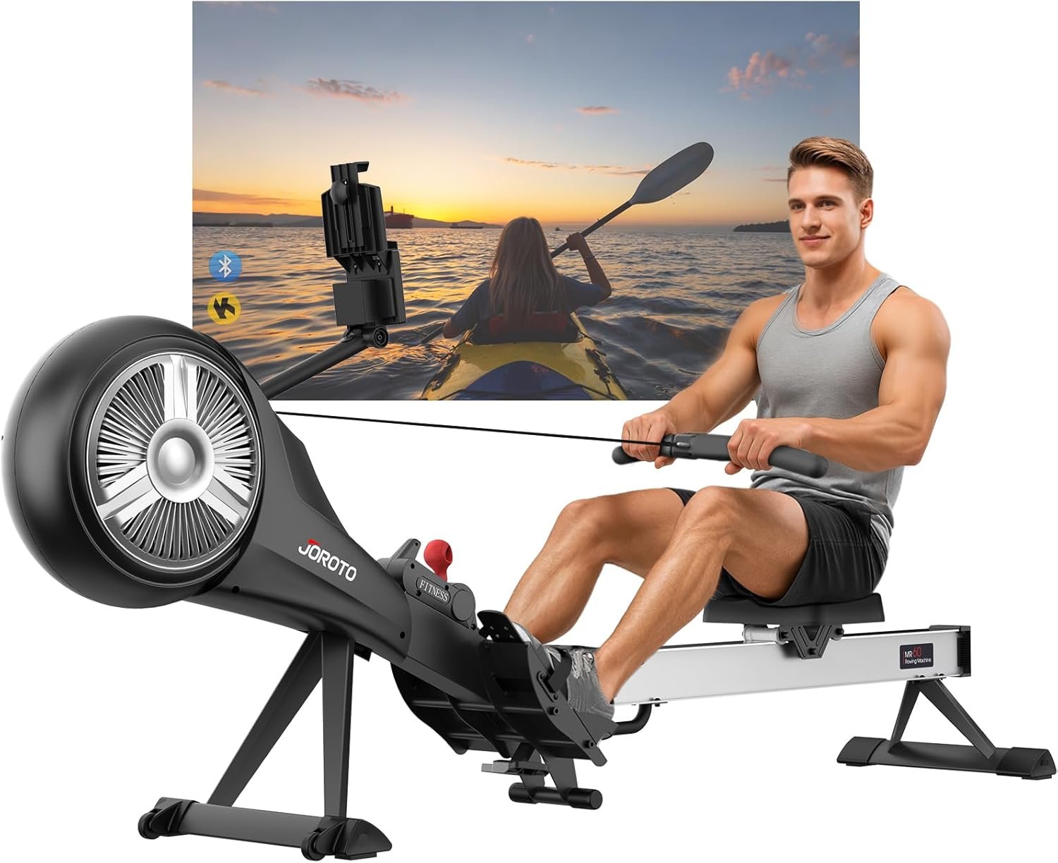 JOROTO Rowing Machine for Home Air Magnetic Foldable
