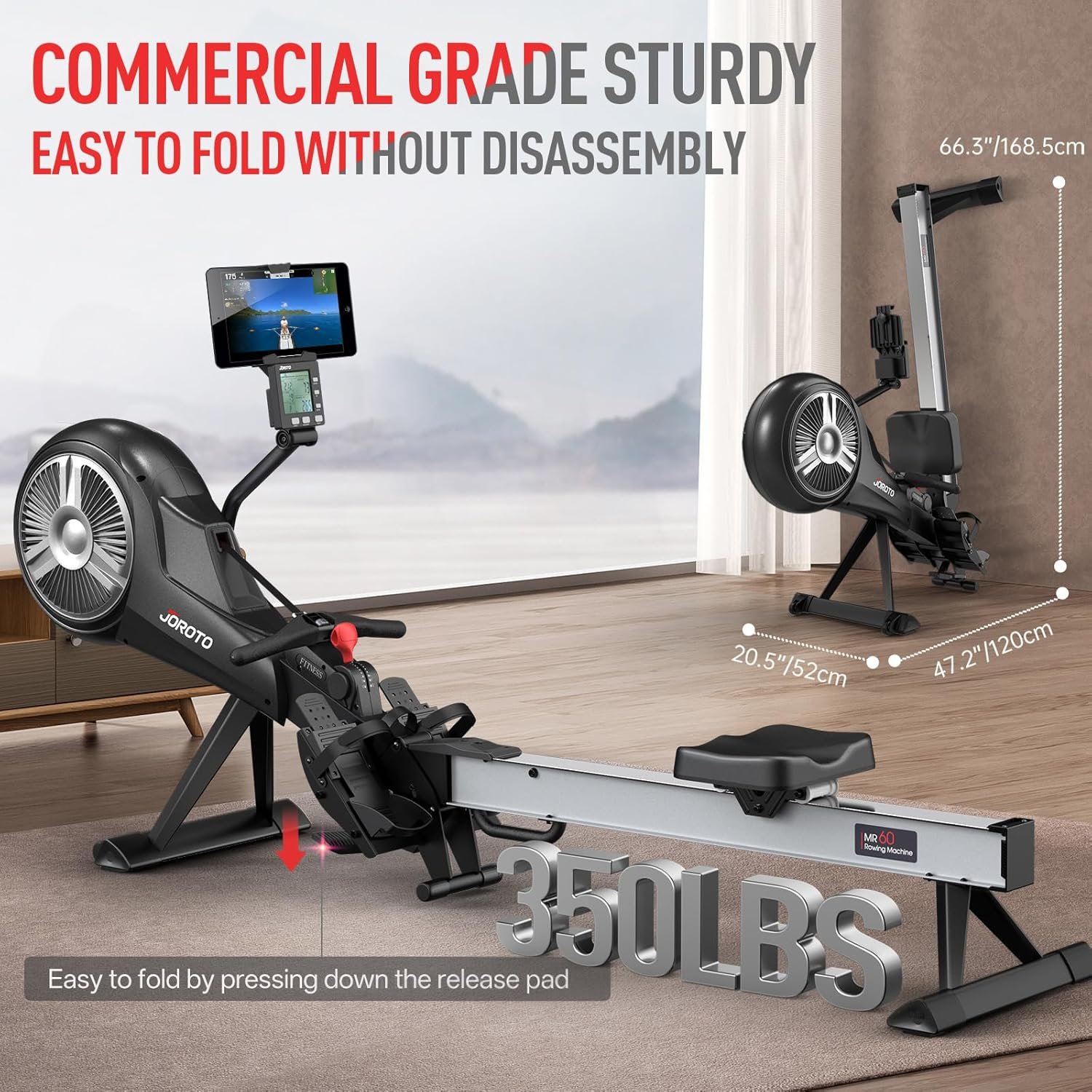 JOROTO Rowing Machine for Home Air Magnetic Foldable - Image 3