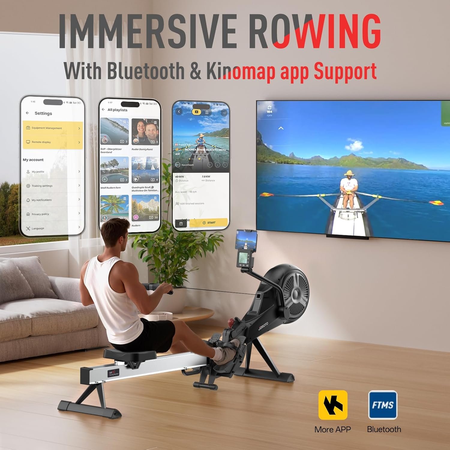 JOROTO Rowing Machine for Home Air Magnetic Foldable - Image 6