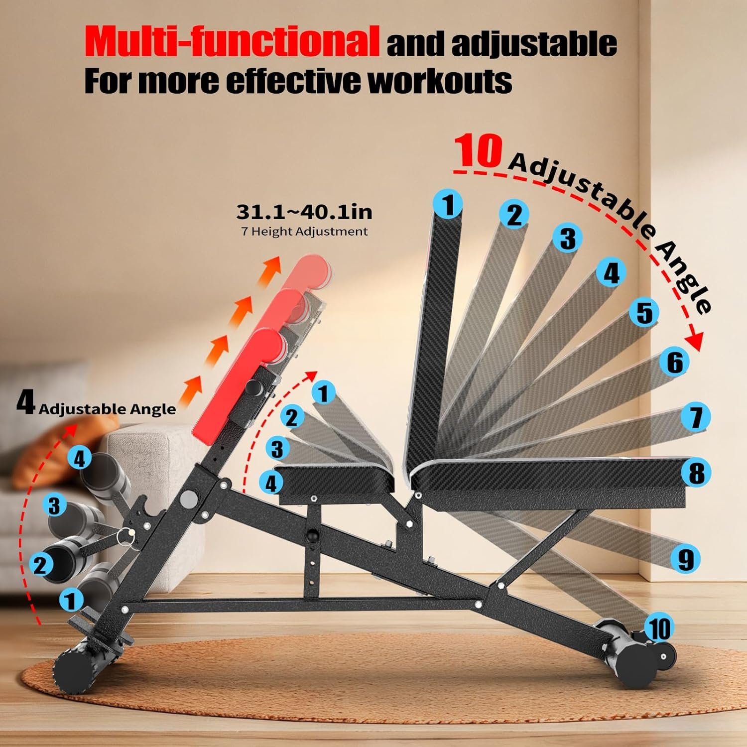 K KiNGKANG Adjustable Weight Bench Multi-Functional Roman Chair 2