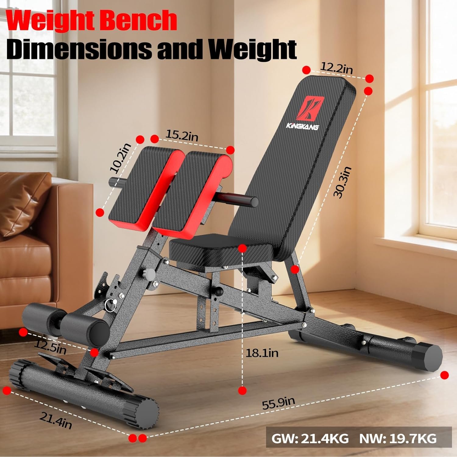 K KiNGKANG Adjustable Weight Bench Multi-Functional Roman Chair 3