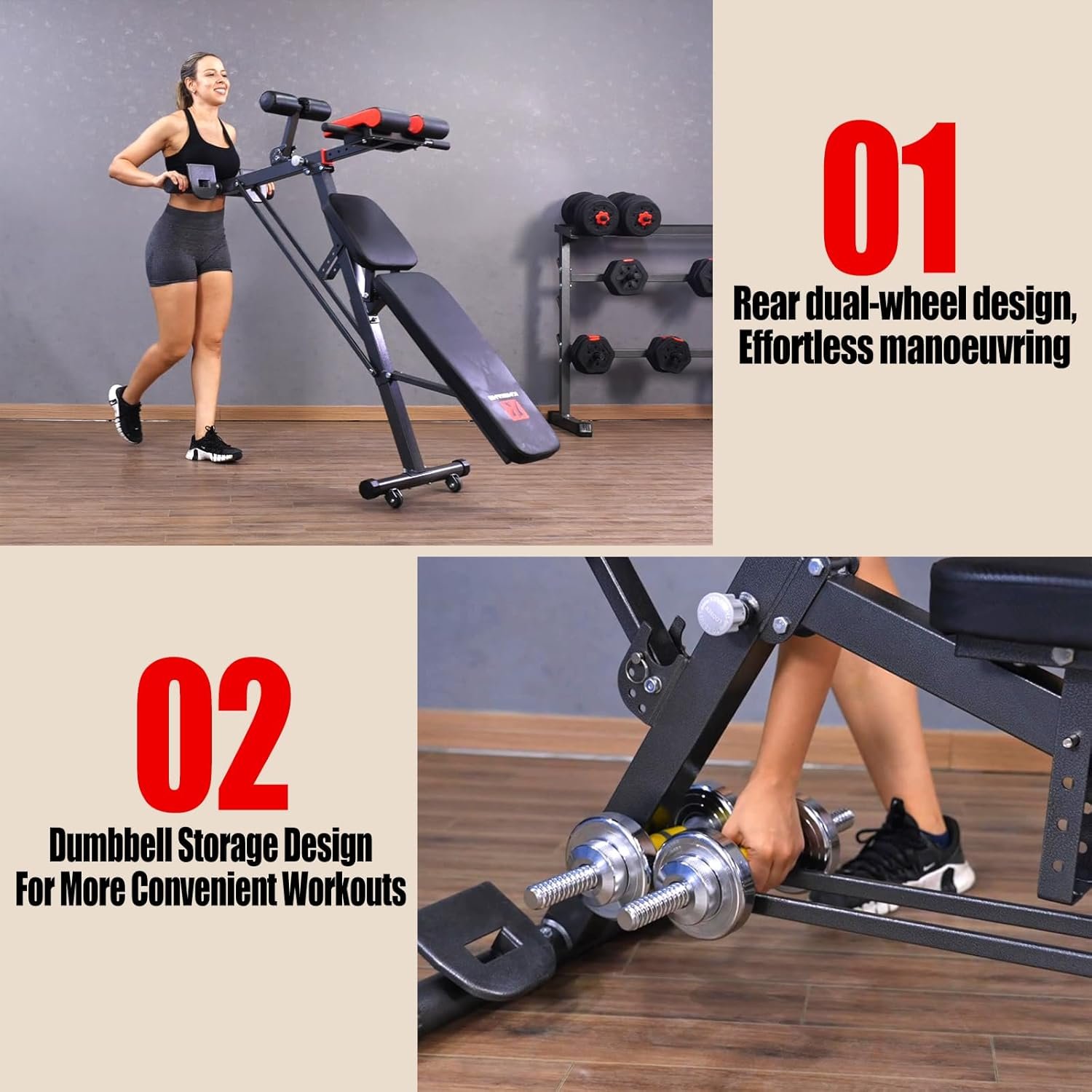 K KiNGKANG Adjustable Weight Bench Multi-Functional Roman Chair 6