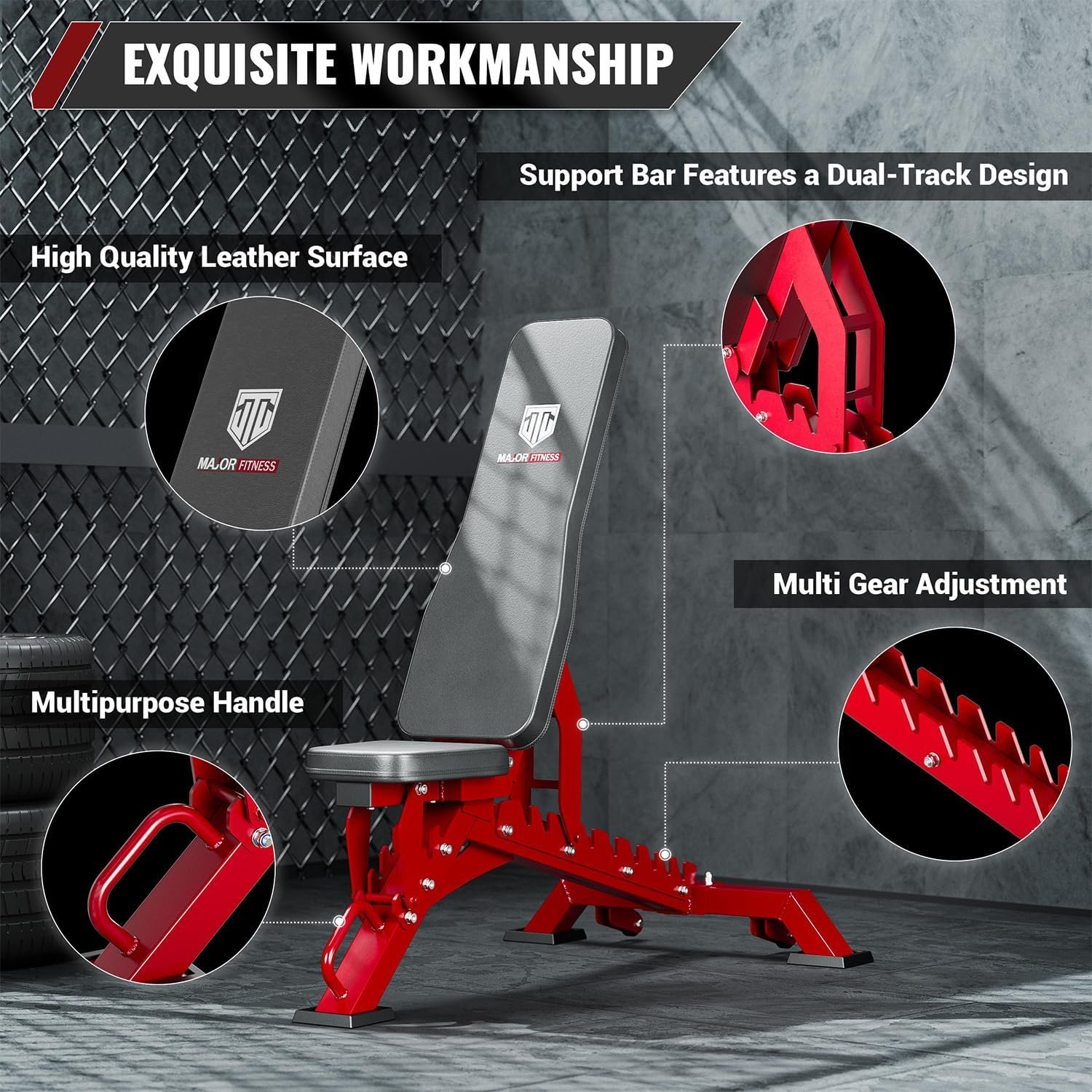 MAJOR FITNESS Weight Bench - 1300LBS Weight Capacity 5