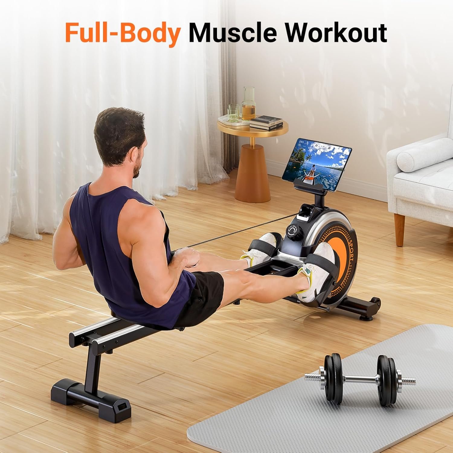 Magnetic Rower with 16 Levels of Workout Resistance 7