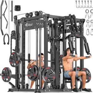 Multi-Purpose Squat Rack Smith Machine Weight Rack Set with Cable Crossover System