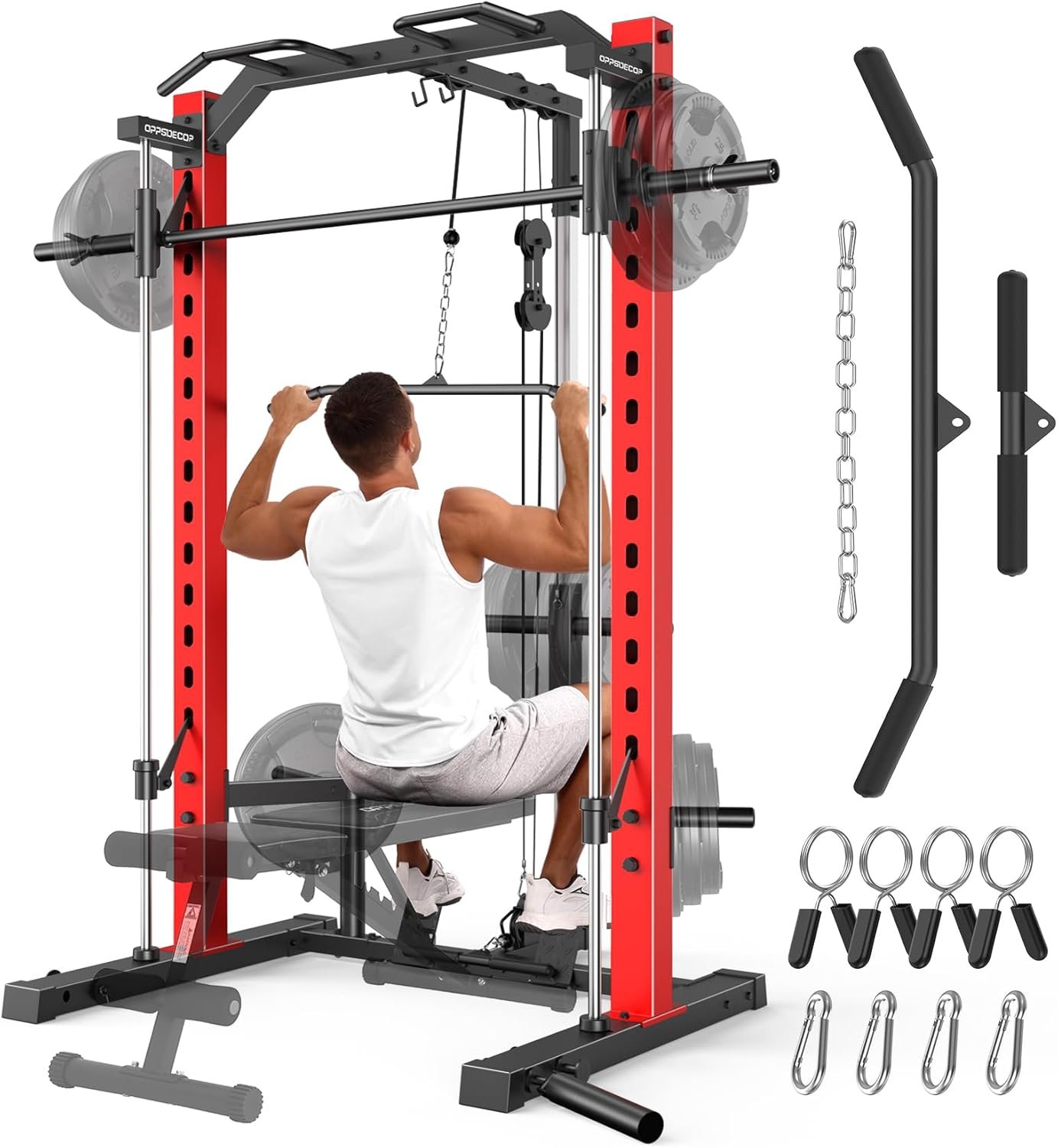 OPPSDECOR Smith Machine Power Rack for Home Gym All-in-One Power Cage
