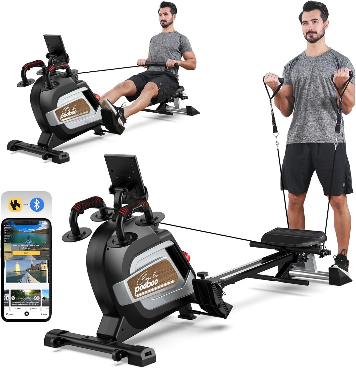 Pooboo Magnetic Rowing Machine 360 LB Weight Capacity