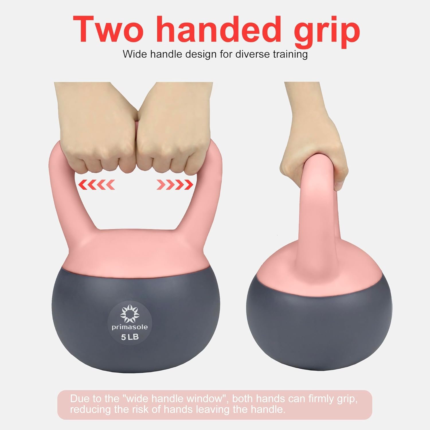 Primasole Soft Kettlebell - Anti-Slip Grip Neoprene Material Light Gray or Light Blue 2