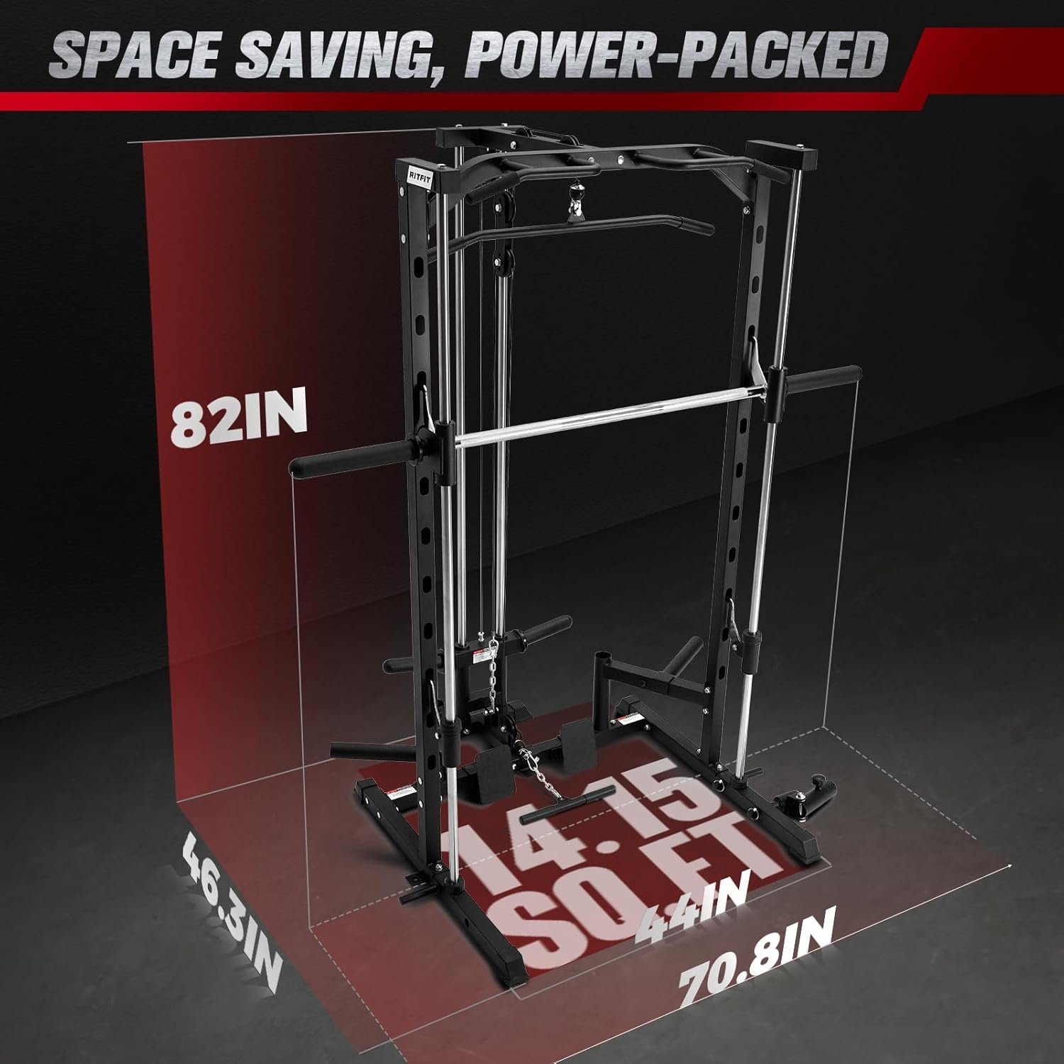 RitFit Smith Machine Power Rack with LAT-Pull Down System - Image 5