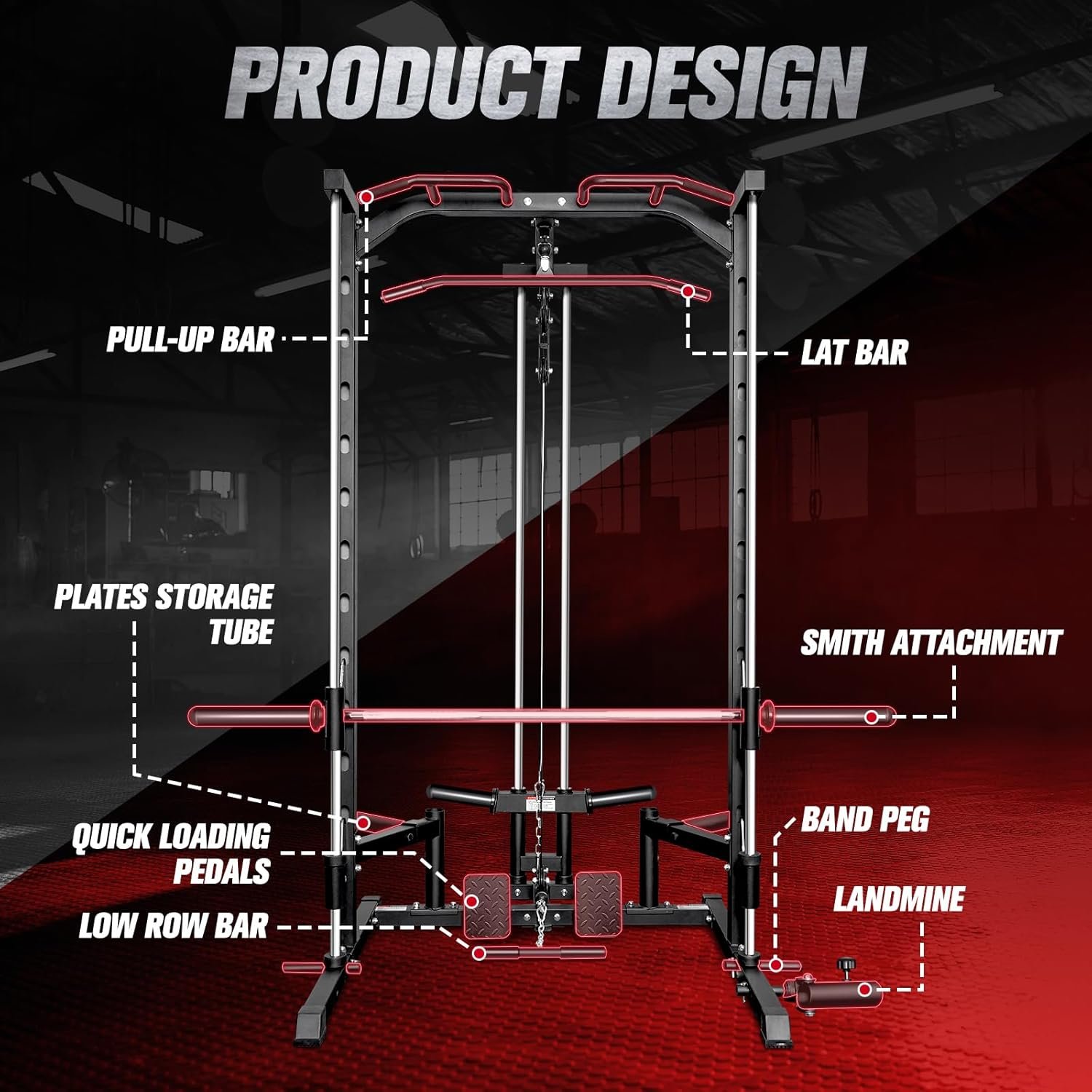 RitFit Smith Machine Power Rack with LAT-Pull Down System - Image 6