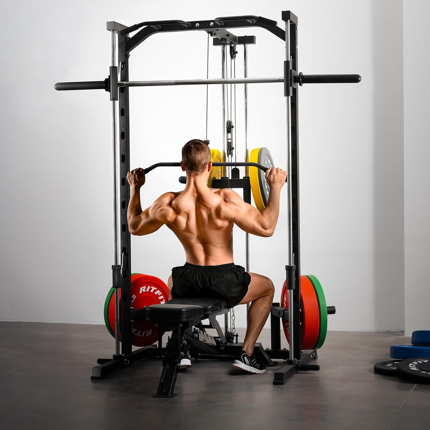 RitFit Smith Machine Power Rack with LAT-Pull Down System - Image 8