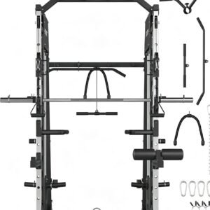 Smith Machine Home Gym with Cable Crossover and Weight Bench