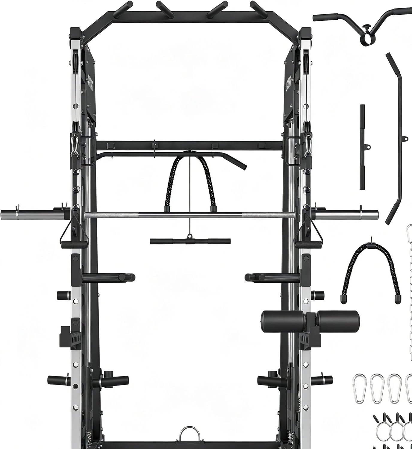 Smith Machine Home Gym with Cable Crossover and Weight Bench