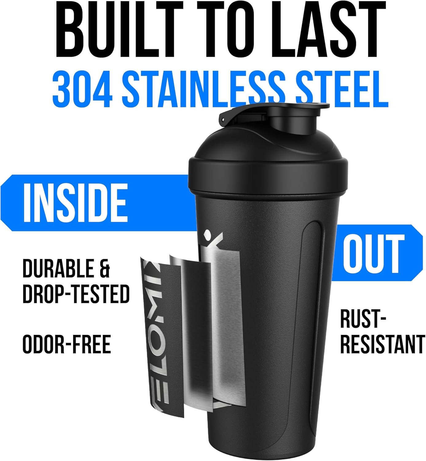 VELOMIX 24 oz Stainless Steel Shaker Bottle with Wire Whisk - Image 7