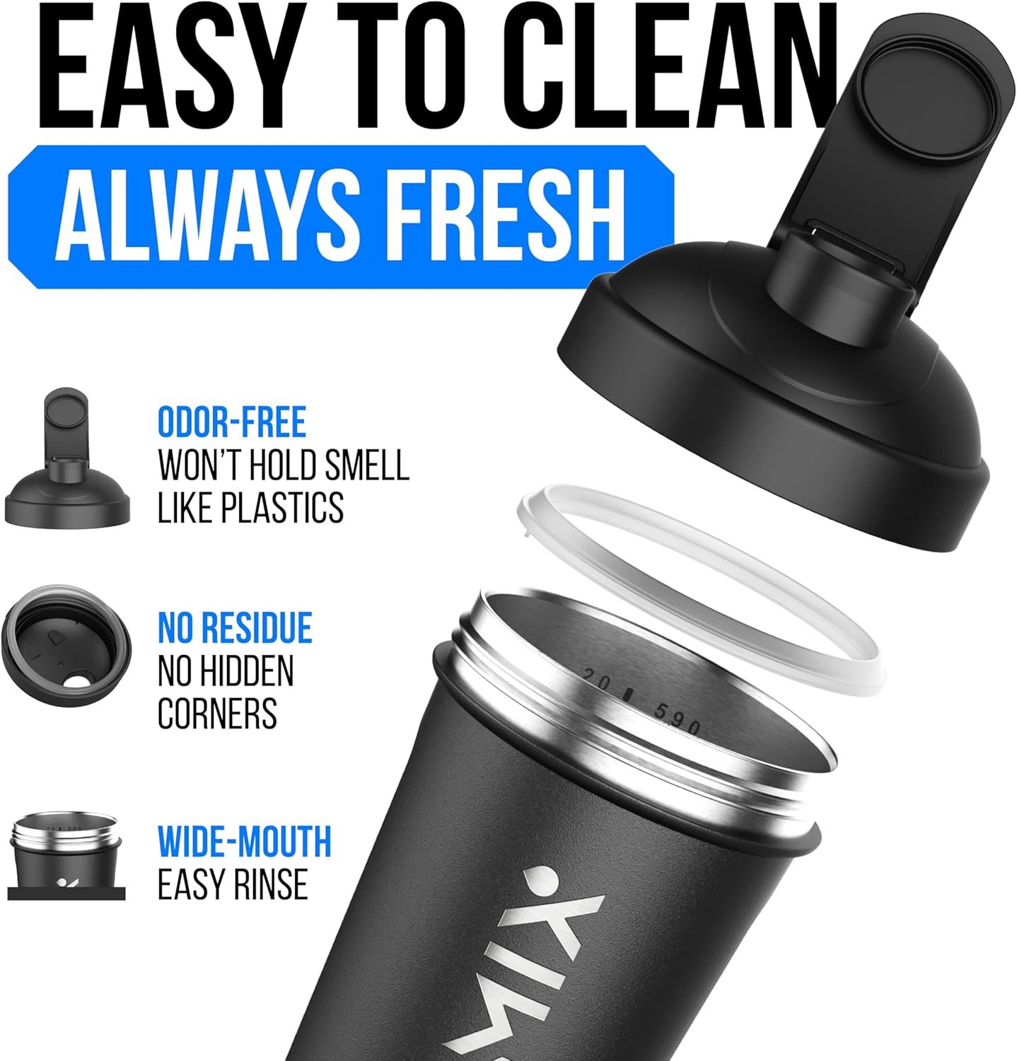 VELOMIX 24 oz Stainless Steel Shaker Bottle with Wire Whisk - Image 8